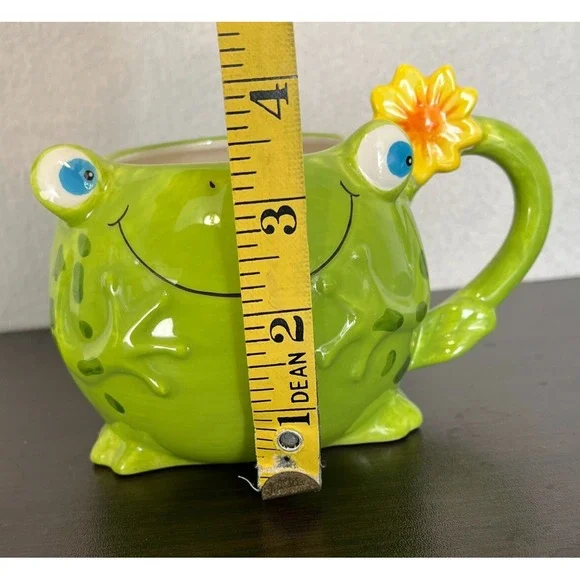 PIER 1 One Imports Freddy The Frog Coffee Cup Mug Planter Ceramic Sunflower Cute - Picture 8 of 10